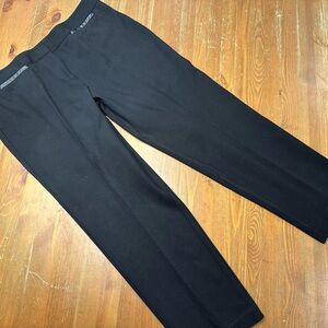 EUC Talbots Signature Black Ponte Knit Stretch Pants Faux Leather Trim SZ: 14